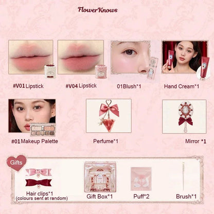 Flower Knows Strawberry Cupid Box Collection Make Up Sets Cosmetics Full Set Palette Pressed Powder Blush Lipstick Mystery Box Good Vibrations