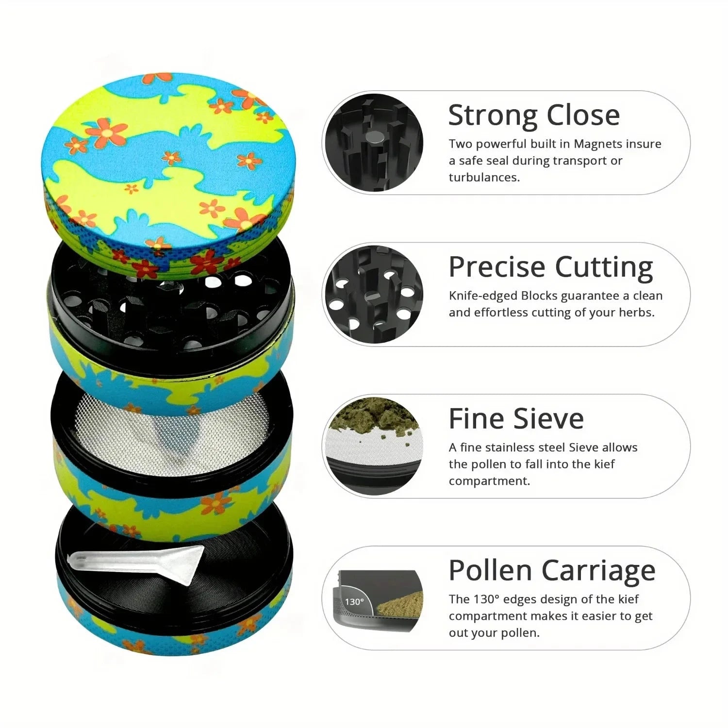 2" Orange Daisy Flower Metal Herb Grinder Good Vibrations Adult Super Store