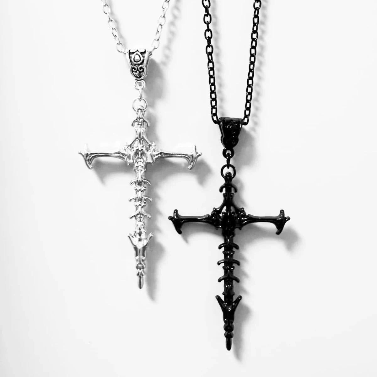 Bone cross necklace, Gothic jewelry, Alien, retro, Death cross, witchcraft accessory, alternative, pagan, cross Choker For Women Good Vibrations