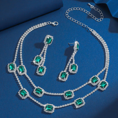 3 pieces of ladies' jewelry set, crystal and diamond necklace and earring set, bridal wedding party jewelry, daily wear jewelry Good Vibrations