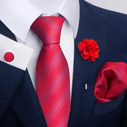 Luxury Mens Ties Floral Black Gold Ties Paisley NeckTie Pocket Square Cufflinks Brooch Set Men's Wedding Party Tie Good Vibrations