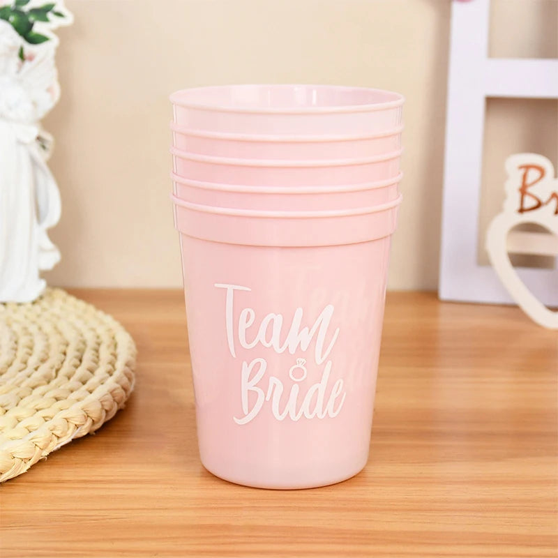 1Set Bachelorette Party Team Bride Plastic Drinking Cups Bridal Shower Gift Bride to be Hen Party Supplies Wedding Decorations Good Vibrations