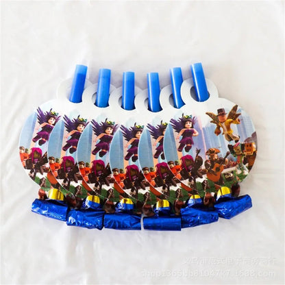 Game Roblox Cartoon Party Theme Birthday Supplies Balloon Banner Cake Topper Tableware Set Decorative Anime Peripheral Gifts Good Vibrations