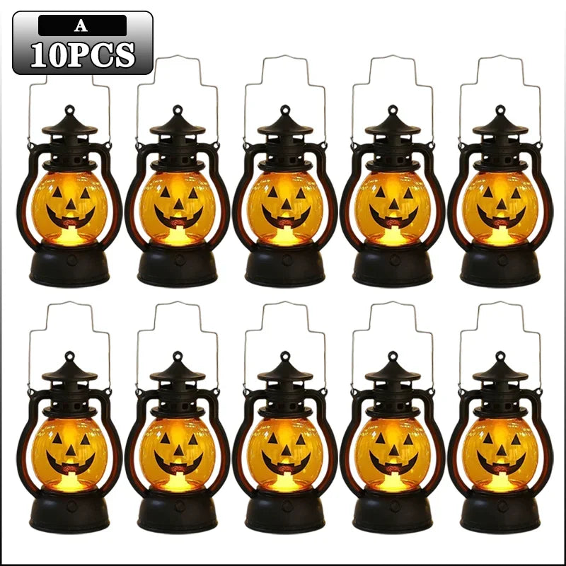 1-10PC Halloween Pumpkin Ghost Face Lamp Portable Skull Decoration Light for Bar Party Table Atmosphere Prop Halloween Decor Use Good Vibrations