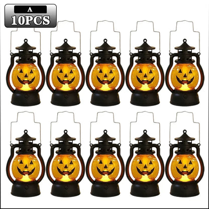 1-10PC Halloween Pumpkin Ghost Face Lamp Portable Skull Decoration Light for Bar Party Table Atmosphere Prop Halloween Decor Use Good Vibrations