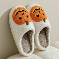 Smile Pumpkin Halloween Women's Slippers Winter Indoor Cartoon Comfort Home Bedroom Soft Causal Flat Plush Shoes for Gift Good Vibrations