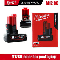 Milwaukee 12V Battery, Comes with Packaging Color Box  12V Battery M12B6 6000mAh  Rechargeable tool battery M12 Hot Promotion Good Vibrations