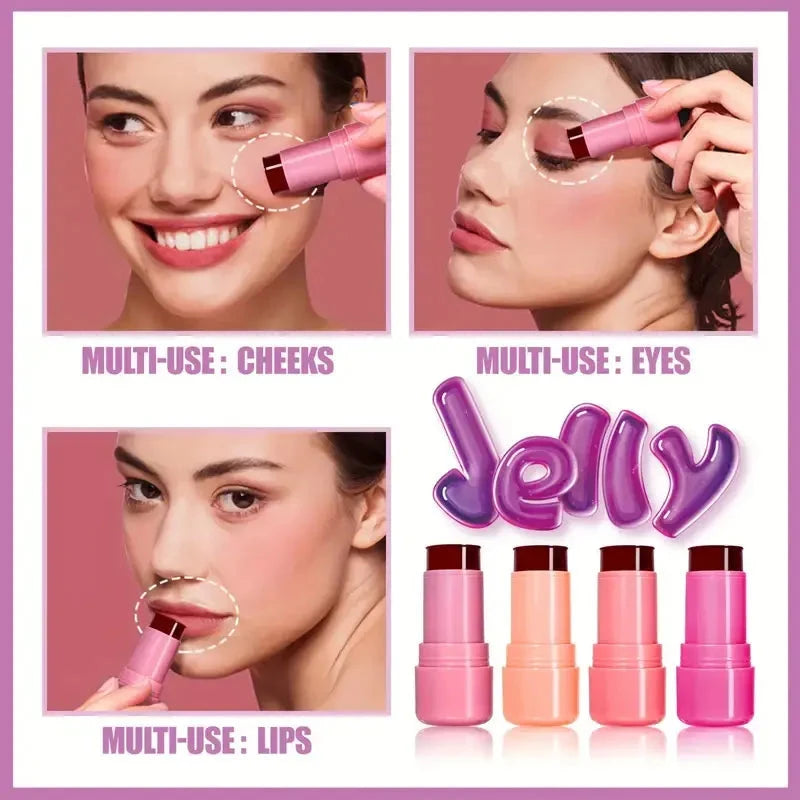 Jelly Blush Lip Gloss Stick for Lazy People to Contour, Even Skin Tone, Brighten and Color, Easy to Apply for Both Lips and Face Good Vibrations