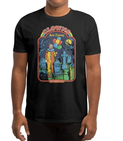 Creepy Graveyard Cotton Crew Neck T-Shirt Boasting A Vivid Depiction Graveyard with Balloons Good Vibrations