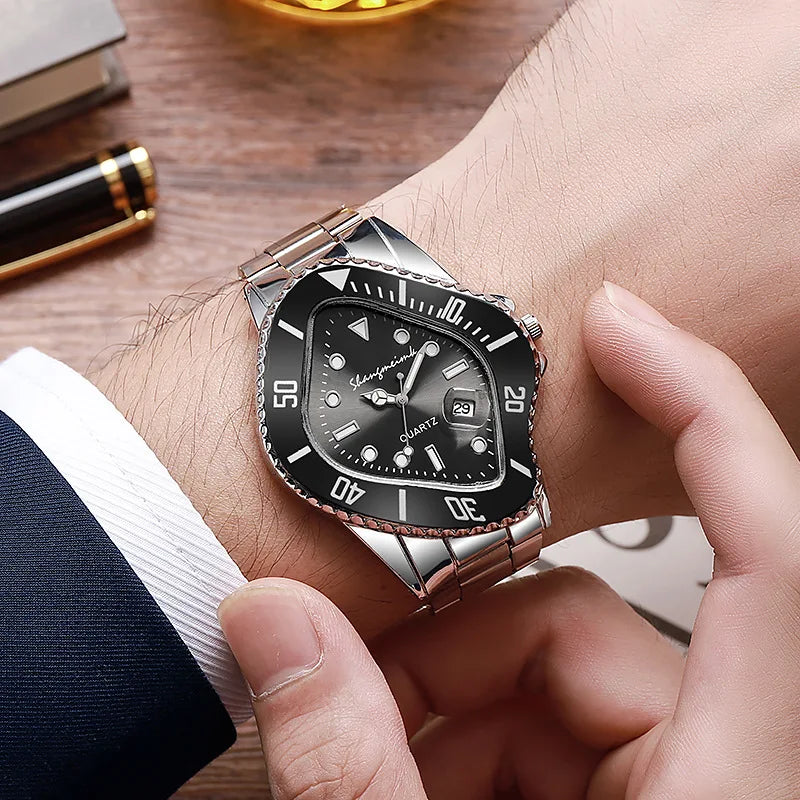 New Fashion Men Famous Luxury Casual Quartz Watch Mens Business Stainless Steel Watches For Gifts Relogio Masculino Male Clock Good Vibrations