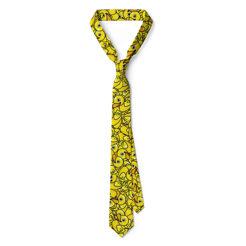 Fashion Adult Tie 8cm Wide Polyester Cartoon Yellow Duck Series Cute Accessories Novelty Design Wedding Business Fashion Gravata Good Vibrations