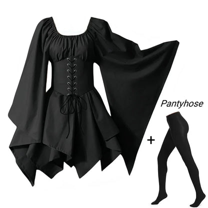 Medieval Costume Women Renaissance Medieval Dress Fairy Elf Traditional Irish Viking Costume Elf Ear for Halloween Party Good Vibrations