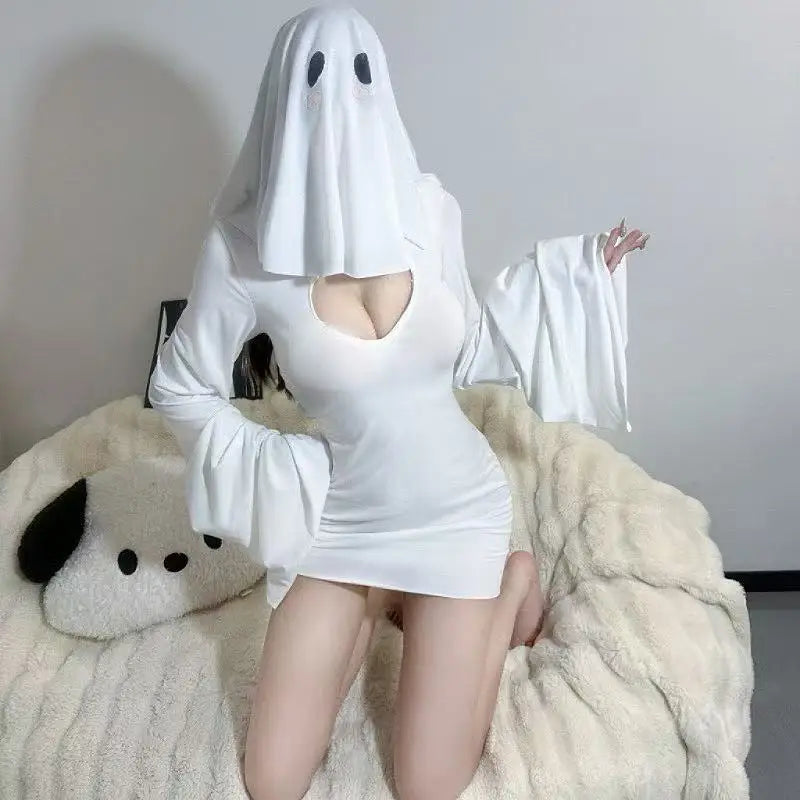 Ghost Girl Cosplay Costume Ghost Princess Holiday Cross Dressing Cosplay Costume Women's Two-Piece Slim Fishtail Halloween Skirt Good Vibrations