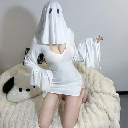 Ghost Girl Cosplay Costume Ghost Princess Holiday Cross Dressing Cosplay Costume Women's Two-Piece Slim Fishtail Halloween Skirt Good Vibrations