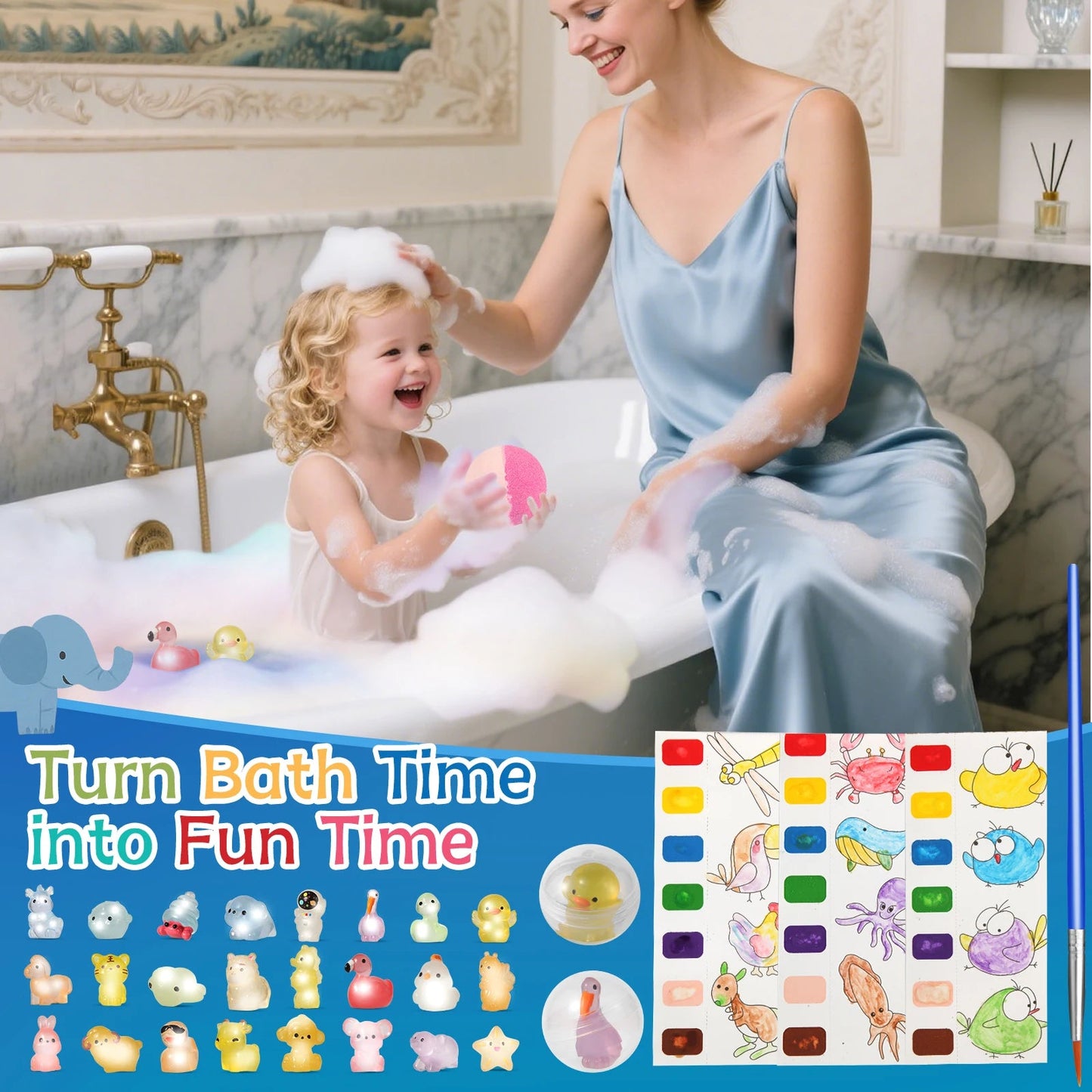 Bath Bombs for Kids with Toy Inside, 24 Pcs Natrual and Organic Bubble Bath Bombs with Glow-in-The-Dark Surprise Inside Good Vibrations