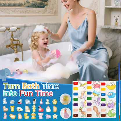 Bath Bombs for Kids with Toy Inside, 24 Pcs Natrual and Organic Bubble Bath Bombs with Glow-in-The-Dark Surprise Inside Good Vibrations