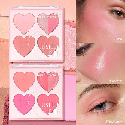 USHAS Blush Plate, 2-Color Optional, Long-lasting Waterproof, Silky and Delicate, Natural Makeup Effect, 3-in-1 Multi-Purpose Good Vibrations