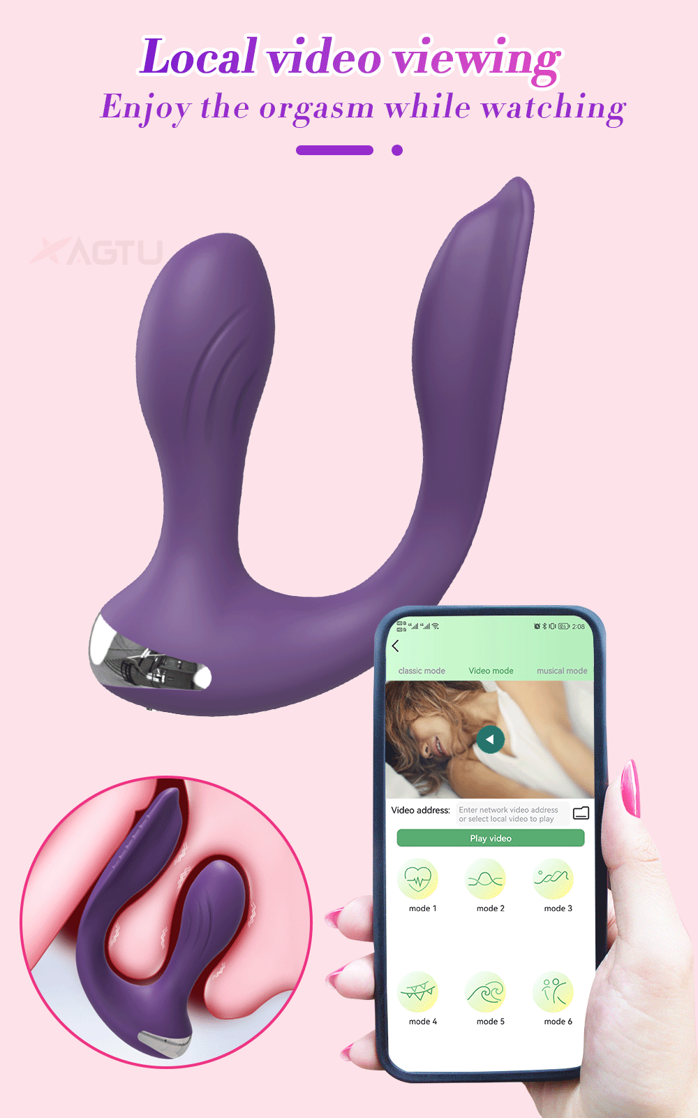 Women Dual Clit Stimulator Ended Vagina Anal Vibrator Female Masturbator Sex Toy