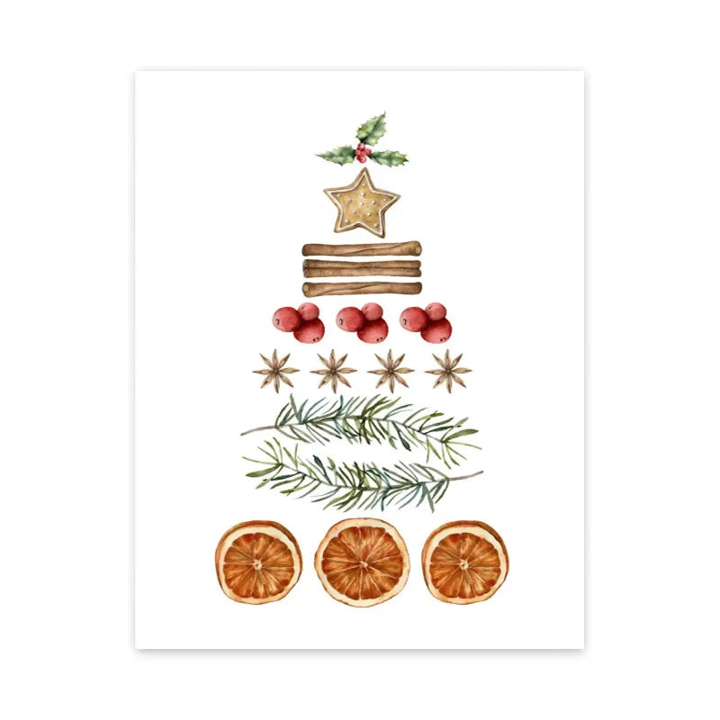 Christmas Tree Santa Claus Snowman Reindeer Posters Prints Canvas Printing Wall Art Pictures for Holiday Living Room Home Decor Good Vibrations