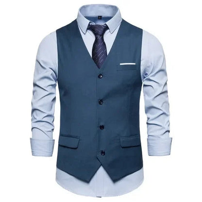 Blue Suit Vest, Men's Business Sleeveless Vests Jacket, Asian size S-6XL, Wedding Party Waistcoat, Red Purple Black Gray Good Vibrations