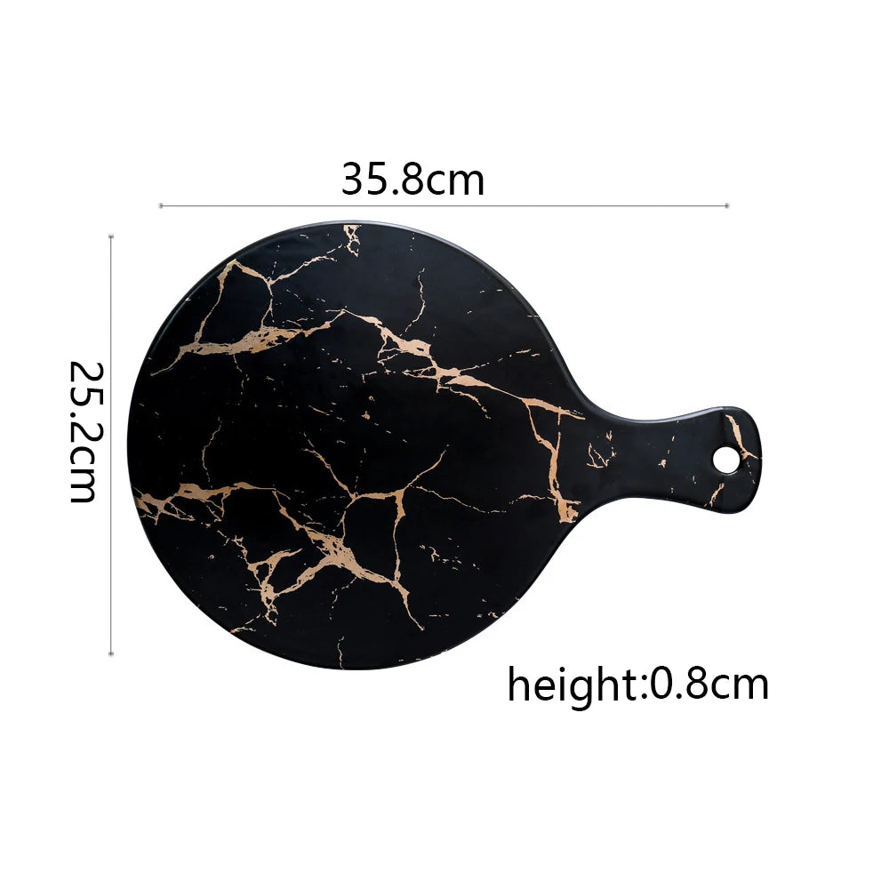 White Black Golden Ceramic Dishes And Plate Pizza Dessert Steak   Tableware Decorative Food Tray Dinner Set Porcelai Good Vibrations