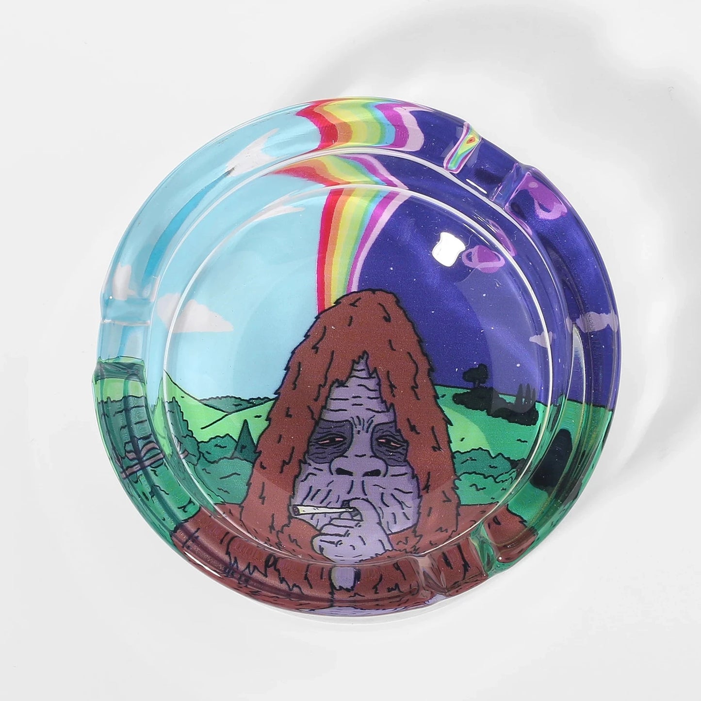 Glass Round Ashtray for Cigarettes, Portable Decorative Modern Ashtray for Home Office Indoor Outdoor Patio Use Good Vibrations Adult Super Store