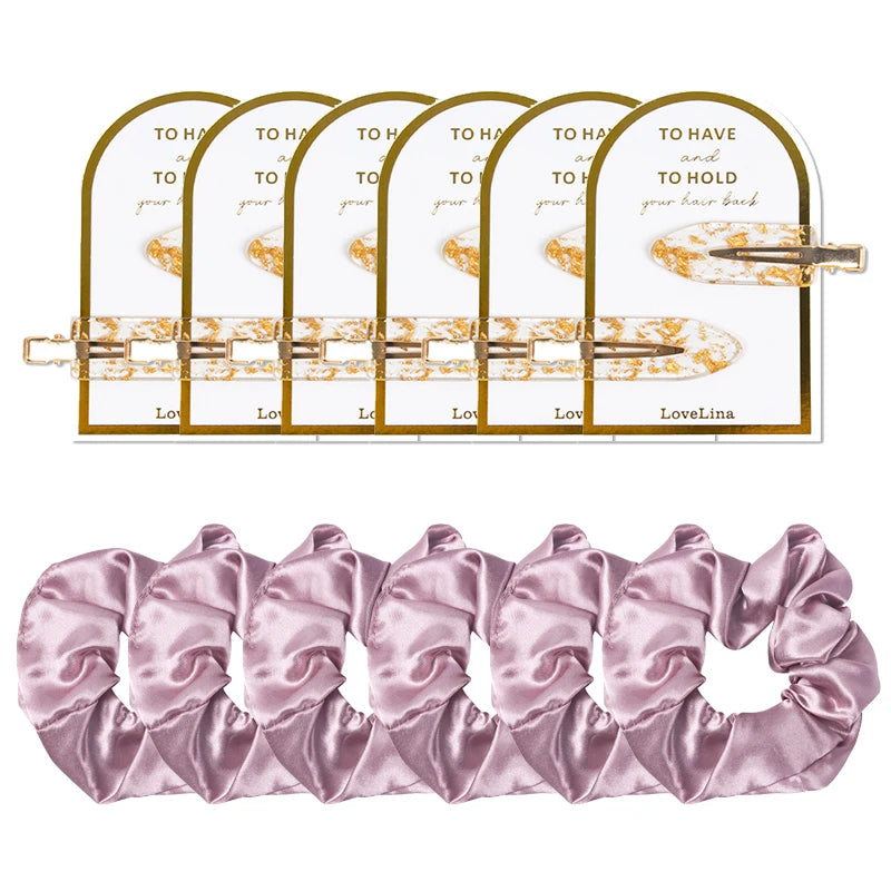 12pcs Bridesmaid Proposal Gifts Bridesmaid Hair Clips Hair Ties Scrunchies Set Bachelorette Party Wedding Bridal Shower Favors Good Vibrations