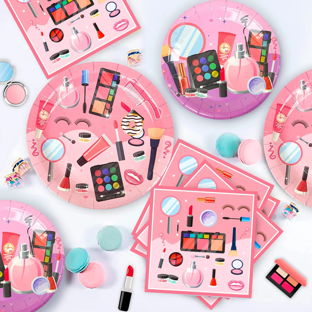 103 Pcs Makeup Birthday Party Supplies-Makeup Theme Party Banner Balloons Photo Props Napkins Plates Etc Spa Party Decorations Good Vibrations