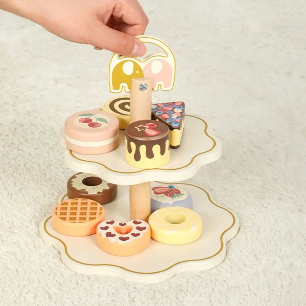 Wooden Afternoon Tea Set Toy Simulation Assembled Tea Set Play Toy Montessori DIY Minature Pretend Play Kitchen Set Kids Gifts Good Vibrations