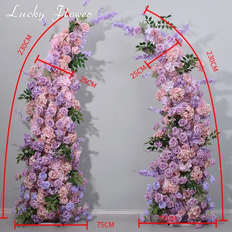 Luxury Flower Row Wedding Arrangement Artificial Flower Row Horn Shape Floral Arch Backdrop Decoration Event Exhibition Decor Good Vibrations