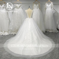 LOUIS NOVIAS  Wedding Dress For Women Elegant Backless Beaded Flowers Embroidery Sleeveless Wedding Gown Vestidos De Novia Good Vibrations