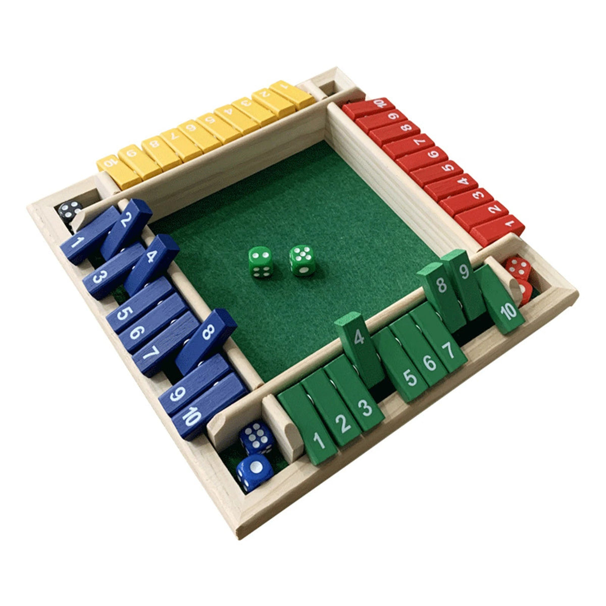 Shut The Box Dice Board Game 2-4 Players Wooden Table Game Amusing Game with 1-10 Numbers Travel Games Good Vibrations
