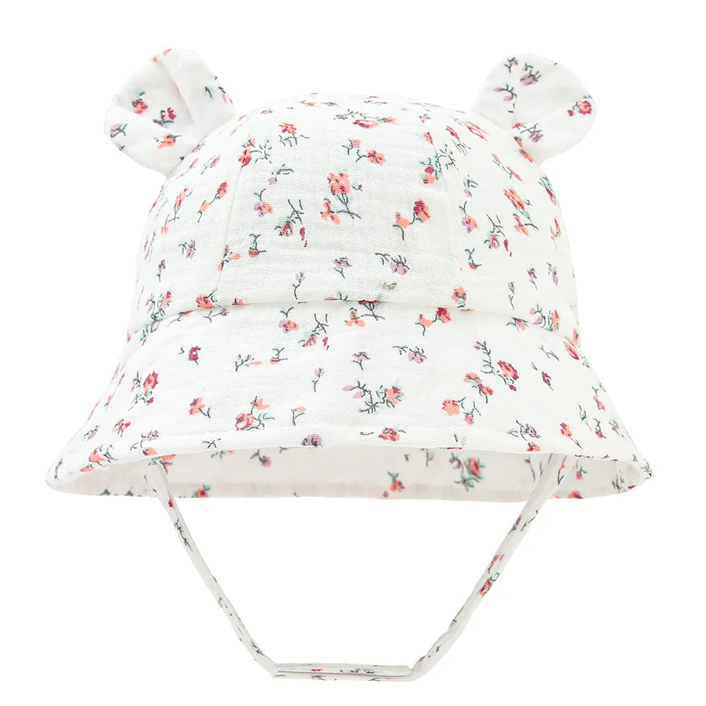 Hot Sell Soft Cotton Baby Bucket Hat Cute Ear Baby Girl Boys Hat Summer Autumn Kids Sun Panama Hat Outdoor Caps For 3-12 Months Good Vibrations