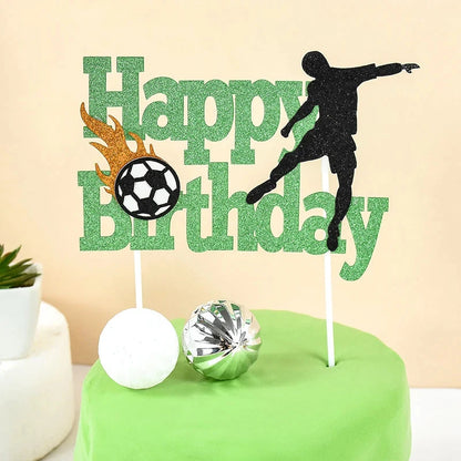 Football Birthday Cake Toppers Soccer Field Players Doll Cupcake Topper For Kids Birthday Sport Party Cake Decor DIY Baking Tool Good Vibrations