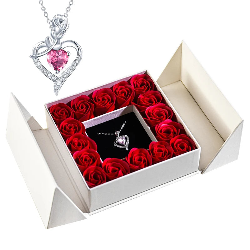 Gifts for Women Jewelry Pendant Necklace /w Soap Eternal Rose Gift Box Mother's Day Necklace Jewelry Wedding Anniversary Gifts Good Vibrations