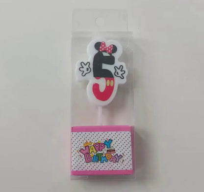 Hot Happy Birthday Number 0-9 Candles Cartoon Mickey Minnie Mouse Candle Cake Cupcake Topper Party Decoration Supplies DIY Gifts Good Vibrations