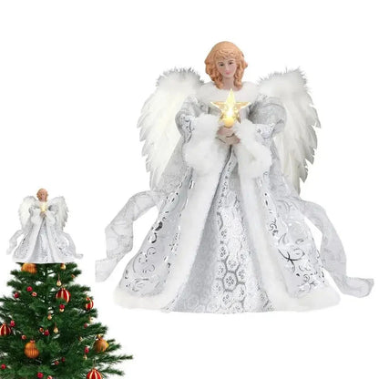 Christmas Tree Topper Angel Fairy with Lights Three-dimensional Christmas Tree Top Decoration Ornament Christmas Decoration Good Vibrations