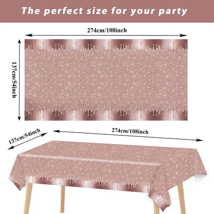 Pink Rose Gold Wedding Party Supplies Tablecloth for Kid Disposable Table Cover Favor Cartoon Story Birthday Festival Decoration Good Vibrations