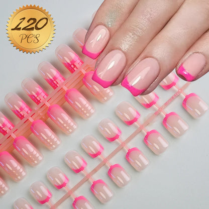 100Pcs Light Pink Press on Nails Short Medium Square Wearable Fake Nails Tips 10 sizes Full Cover False Nails Finger Decoration Good Vibrations