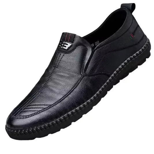 Formal Men Business Shoes Fashion Casual Shoes Men Luxury Brand Leather Loafers Breathable Slip on Male Boat Shoes Moccasins Good Vibrations