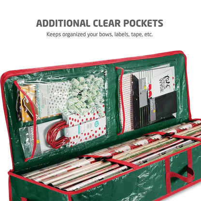 Christmas Tree Storage Bag Gift Wrapping Storage Box Durable Christmas Wrapping Paper Storage Bag Foldable Xmas Tree Organizer Good Vibrations