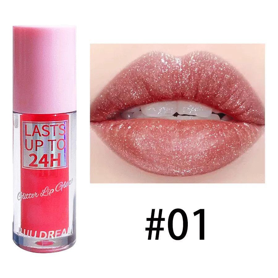 Flowing light Glitter Lip Glaze Long Lasting Lip Gloss Waterproof Liquid Lipstick Makeup Lip Oil Lip Tint Moisturizing Good Vibrations