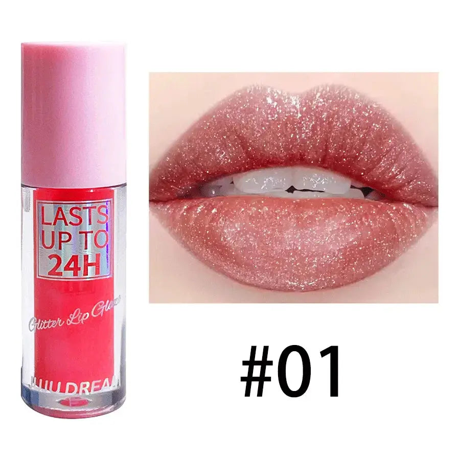 Flowing light Glitter Lip Glaze Long Lasting Lip Gloss Waterproof Liquid Lipstick Makeup Lip Oil Lip Tint Moisturizing Good Vibrations