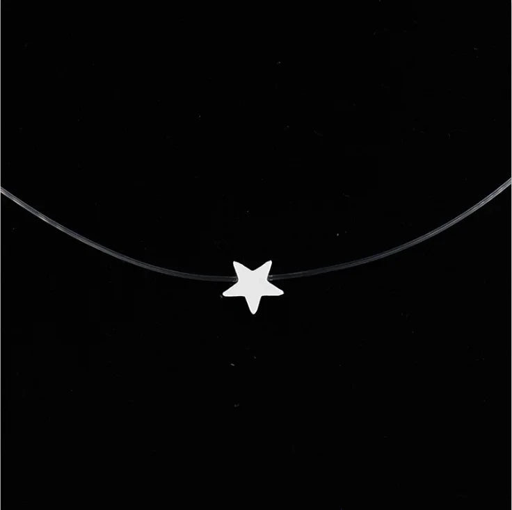5 Colors Dazzling Zircon Necklace Invisible Transparent Fishing Line Simple Pendant Necklace Jewelry For Women Pearl Jewelry Good Vibrations