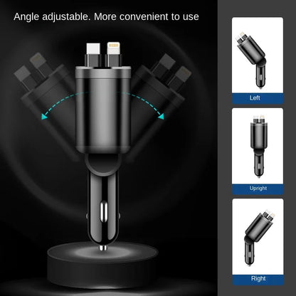 Car charger, car charger with retractable cable, car PD, car fast charging, super fast charging, flash charging, five in one cig Good Vibrations