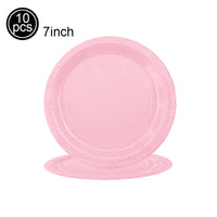 Pink Party Disposable Tableware Solid Color Party Pink Plates Cup Tablecloth Birthday Wedding Baby Shower Picnic Party Supplies Good Vibrations