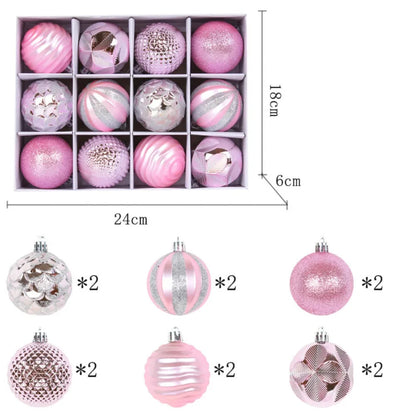 12PCS High-quality Plastic Christmas Ball Set 6CM Suspensable Xmas Ornament Ball 6 Colors Xmas Baubles Scene Supplies Good Vibrations
