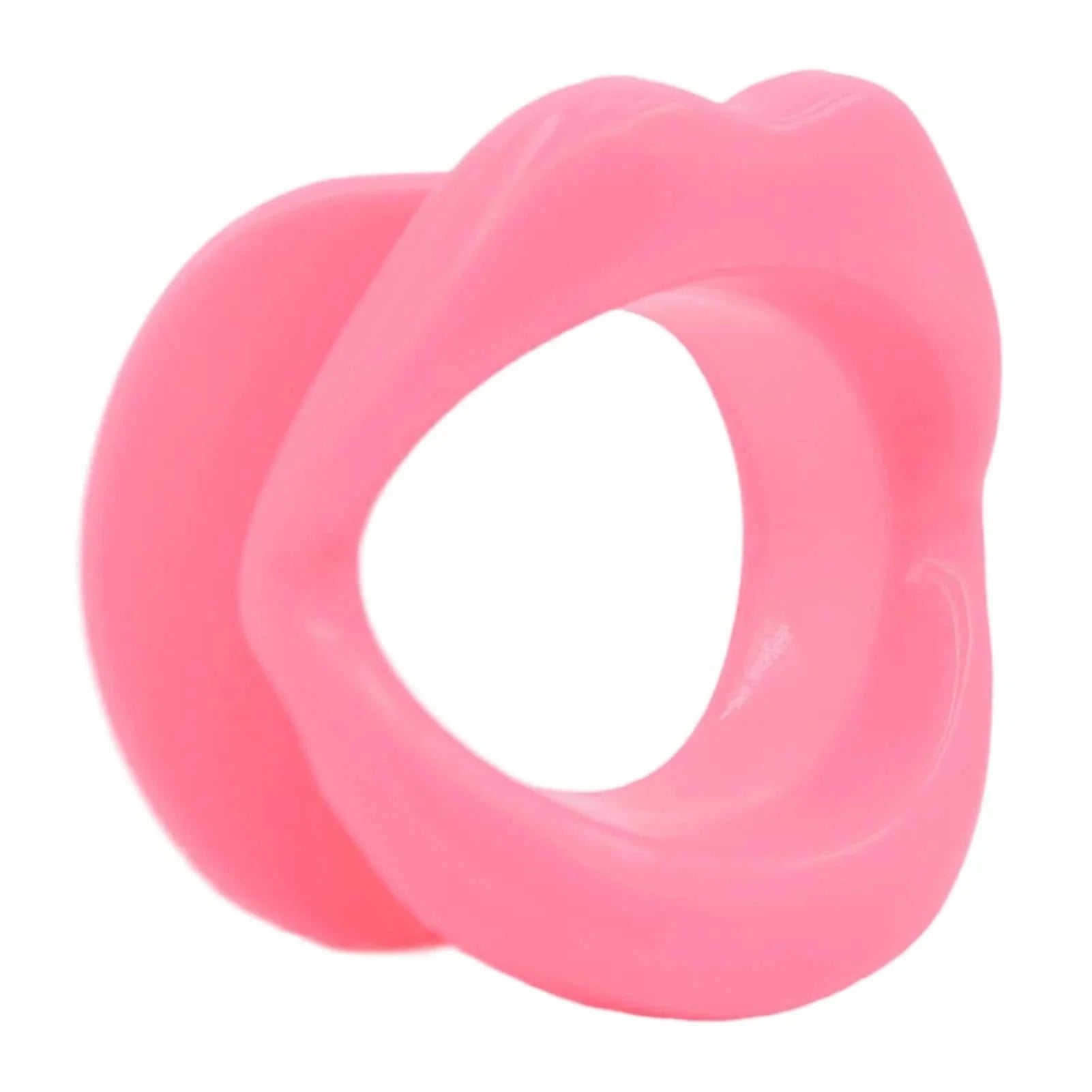 Pink adult silicone lips O ring gag for BDSM and bondage play