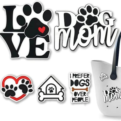 5 Pcs Mom Life Dog Summer Charms for Bogg Bag, PVC Rubber Totes Inserts Charms Accessories for Handbag Beach Tote Bag Good Vibrations