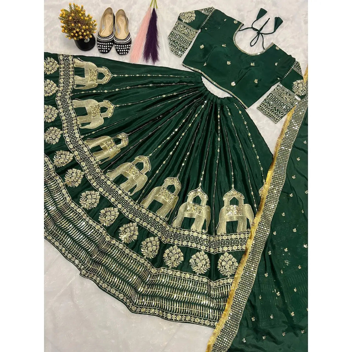 Designer Wedding Dresses Embroidered Lehenga Choli with Sequence Work Good Vibrations